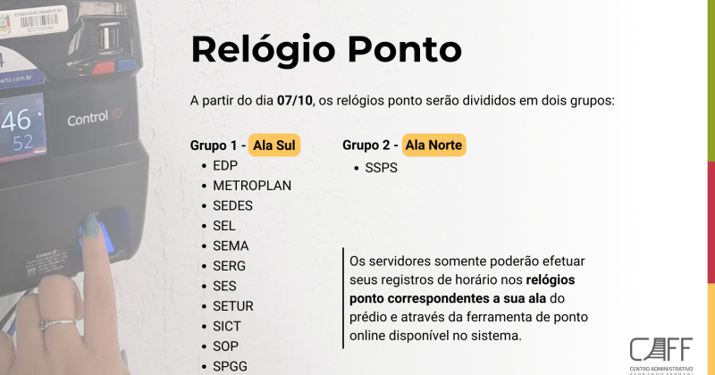 Relógios ponto do Caff sofrem alterações